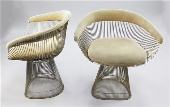 Warren Platner for Knoll International. A pair of chrome plated wire chairs,